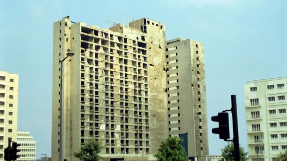 Destroyed hotel in Beirut, Lebanon