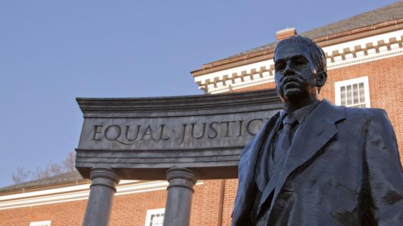 Bronze memorial statue of Thurgood Marshall