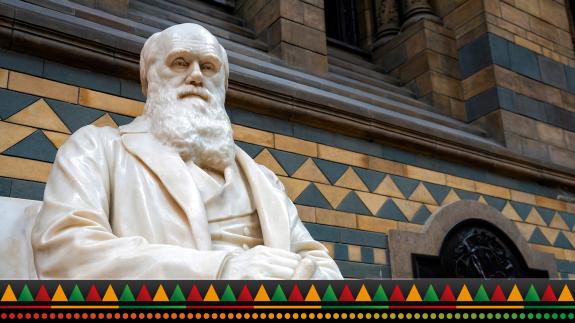 A statue of Charles Robert Darwin at the Natural History Museum in London.