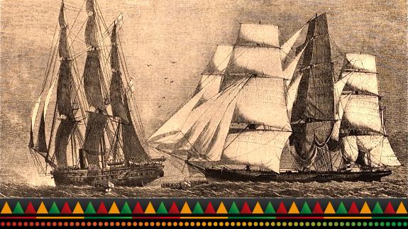 An illustration of HMS Brisk and Emanuela
