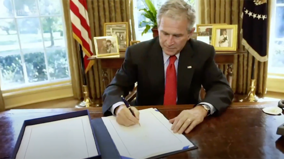 President George Bush in the Oval Office