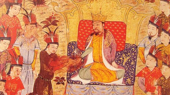 Genghis Khan at the coronation of his son