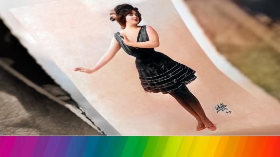 A digitally colourised photograph of Julian Eltinge