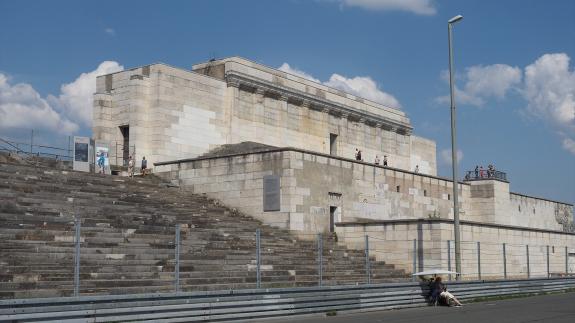 A photograph of Zeppelinfeld Main Tribune in Nuremberg, Germany