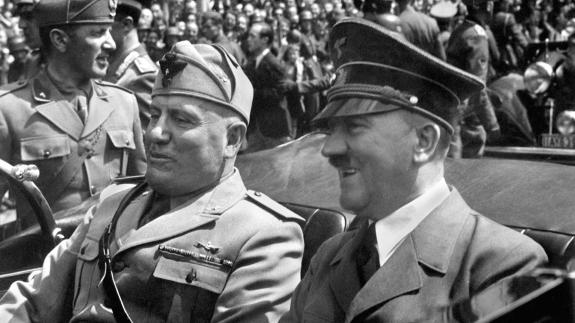 A photograph of Hitler and Mussolini from 1940