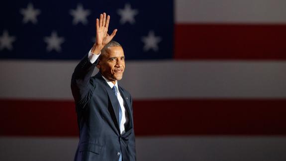 A photograph of President Barack Obama in 2017