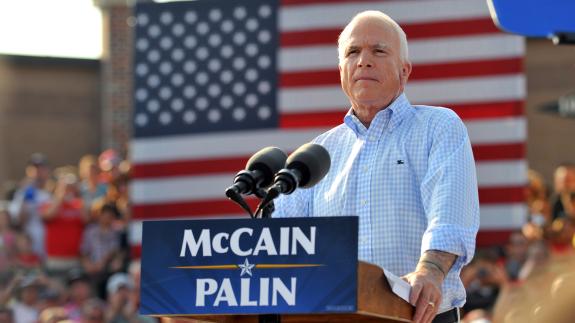 Senator McCain giving a speech in Missouri, USA, 2008