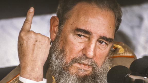 Fidel Castro during news conference in 1989
