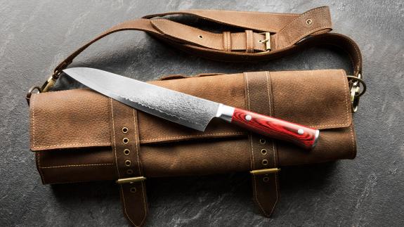 A photograph of a traditional Japanese kitchen knife