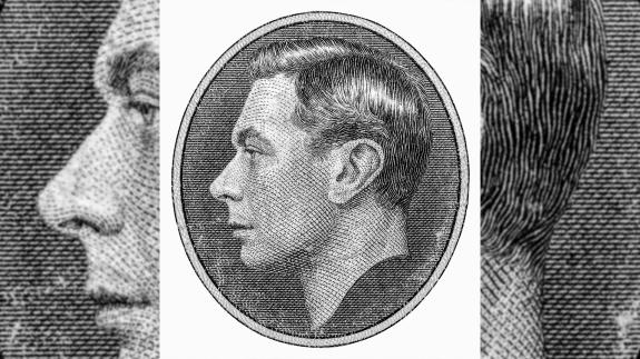 A King George VI portrait from an old Bermuda 5 Shillings banknote from 1937