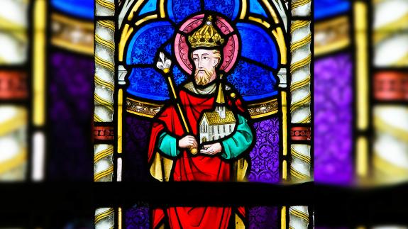 A stained Glass in St Gummarus Church in Lier, Belgium, depicting Henry II (973 - 1024)