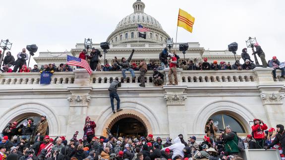 Pro-Trump protesters seen climbing the Capitol building in Washington, D.C on January 6th 2021