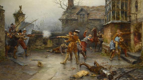Painting depicting the last stand of the Gunpowder Plot conspirators