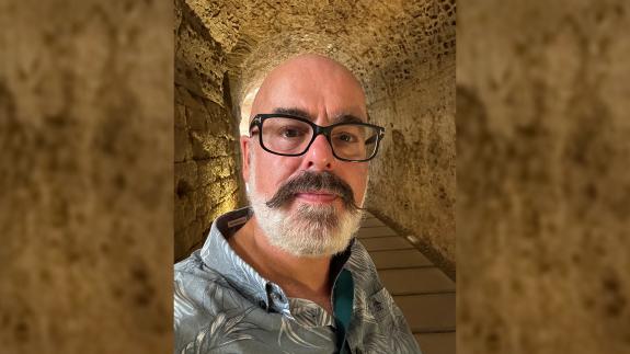 A selfie of Tony McMahon inside an Egyptian tunnel