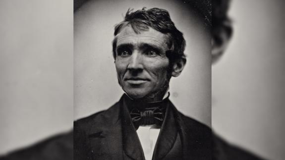 Black and white portrait photograph of Charles Goodyear