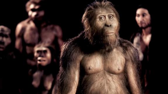 A graphic depicting how humans developed through the ages - there are five different versions visible, with one prominent in the middle of the image and four others in soft focus behind.