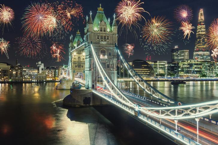Fireworks over tower bridge