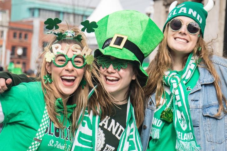 3 women celebrating Saint Patrick's Day