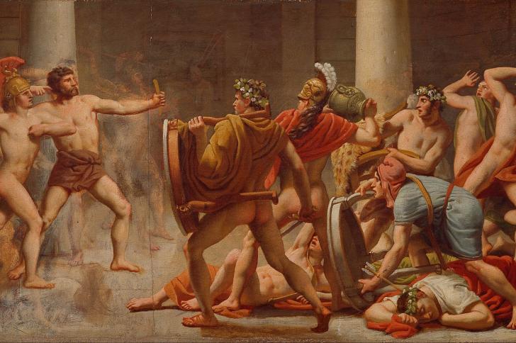 Ulysses' revenge on Penelope's suitors by Christoffer Wilhelm Eckersberg