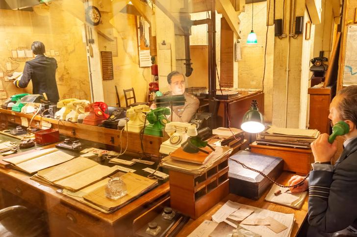 Figures on display inside the museum at Churchill's War Rooms