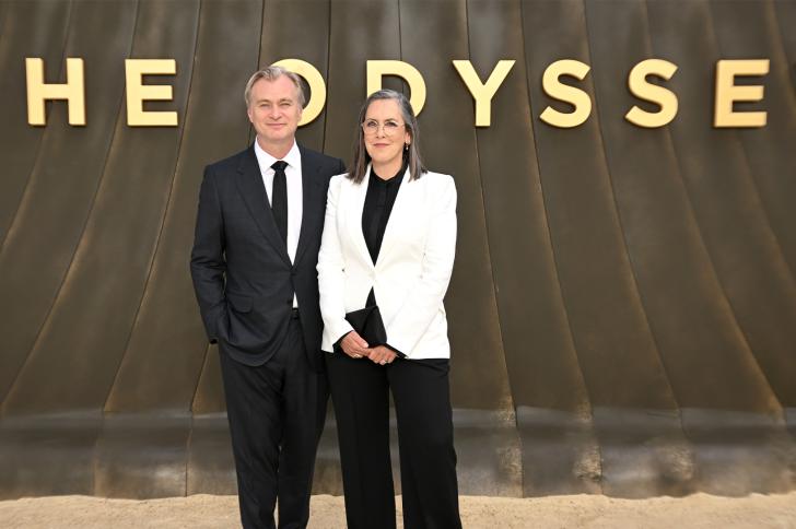 Christopher Nolan and Emma Thomas attend 'The Odyssey' London Premiere at Odeon Luxe Leicester Square