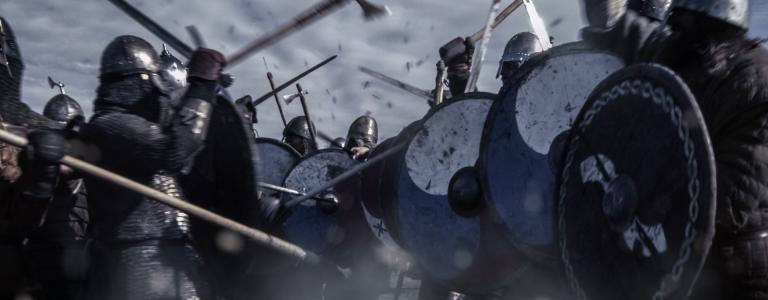 Large Battle Between Medieval Warriors