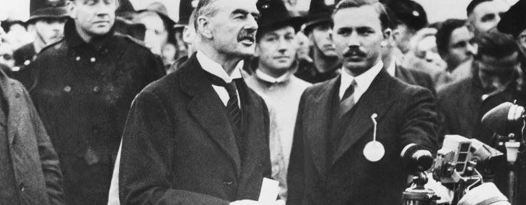 Neville Chamberlain returning from the Munich Conference