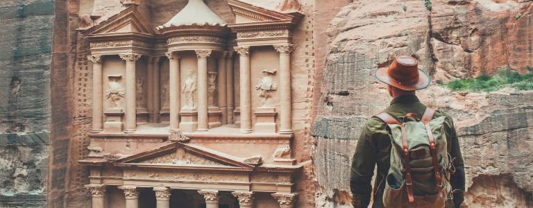 An adventurer visiting Petra