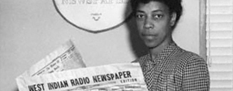 Una Marson reading in the West Indian Radio Newspaper