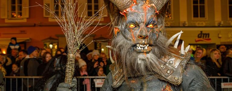 A man dresses as Krampus during an Austrian procession