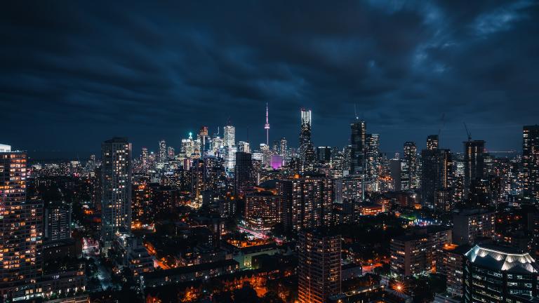 The Toronto skyline at night