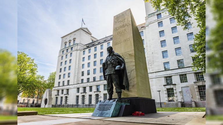 The Korean War Memorial outside the UK Ministry of Defence in London
