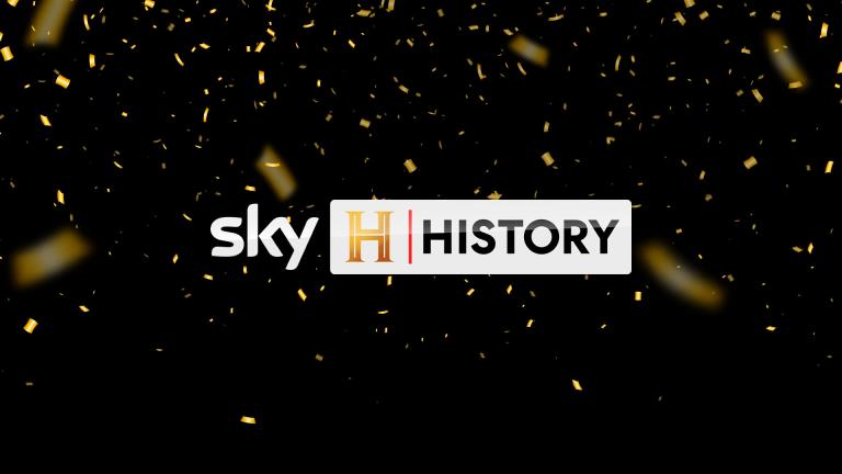 The Sky HISTORY logo surrounded by gold confetti