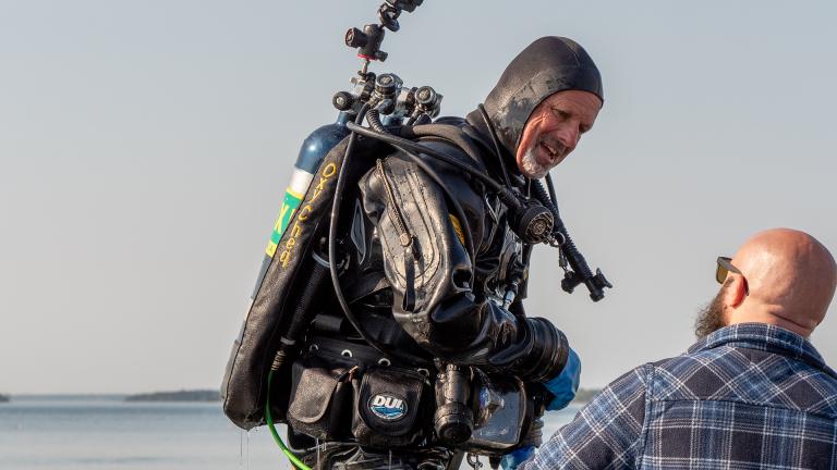 Tony Sampson in full scuba gear